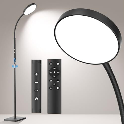 LED Floor Lamp, Height Adjustable Floor Lamps for Living Room, Super Black