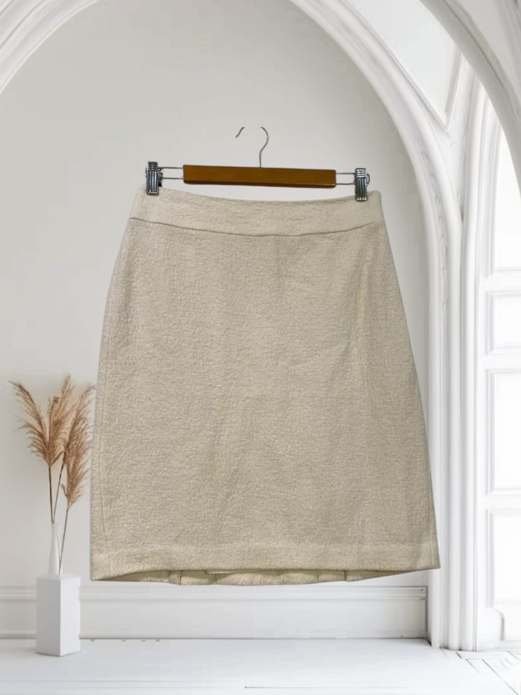 Banana Republic Cocoon Boucle Pencil Skirt Women’s Size 4P Cream Wool Blend $90