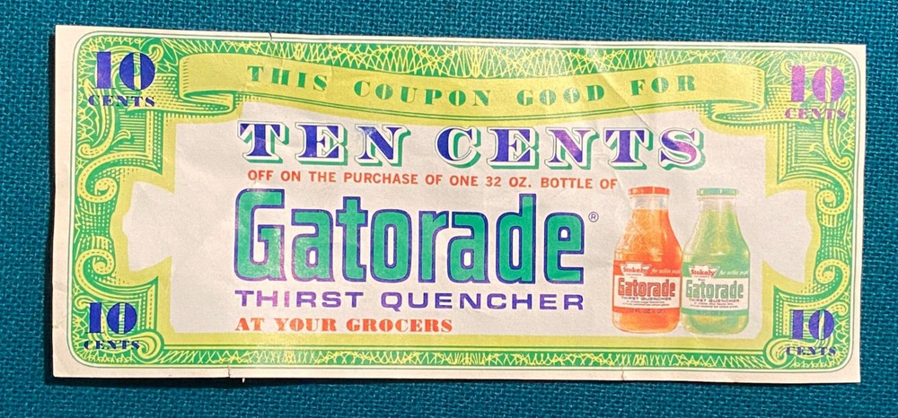 Vintage Gatorade 10 Cents Off Coupon!  Super Rare!  May 1972 Thirst Quencher-image
