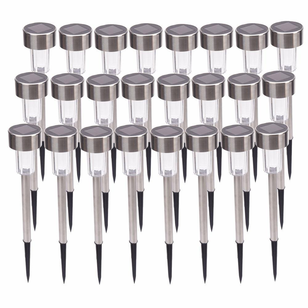 24-Pack Premium Stainless Steel White LED Solar Outdoor Lights