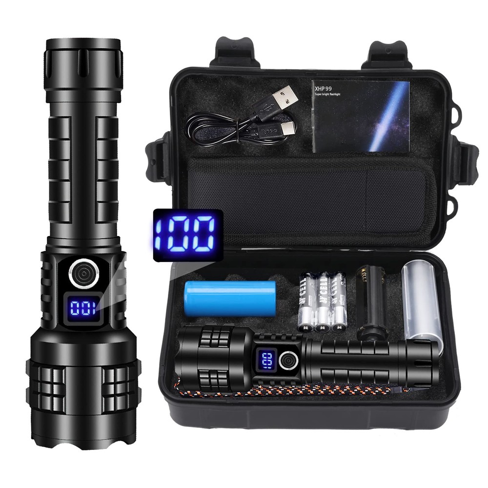 Rechargeable XHP99 Flashlight 990000 Lumens Ultra Bright LED Tactical Light