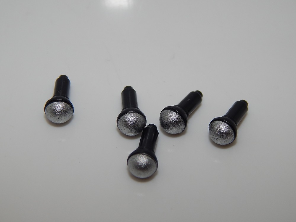 Lego Lot Of 5 Black Utensil Microphone with Metallic Silver Top Pattern  U#2