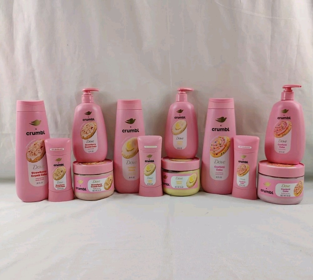 Limited Edition Crumbl X Dove Set of 12-Lemon, Strawberry, Cake, Hand/body Wash