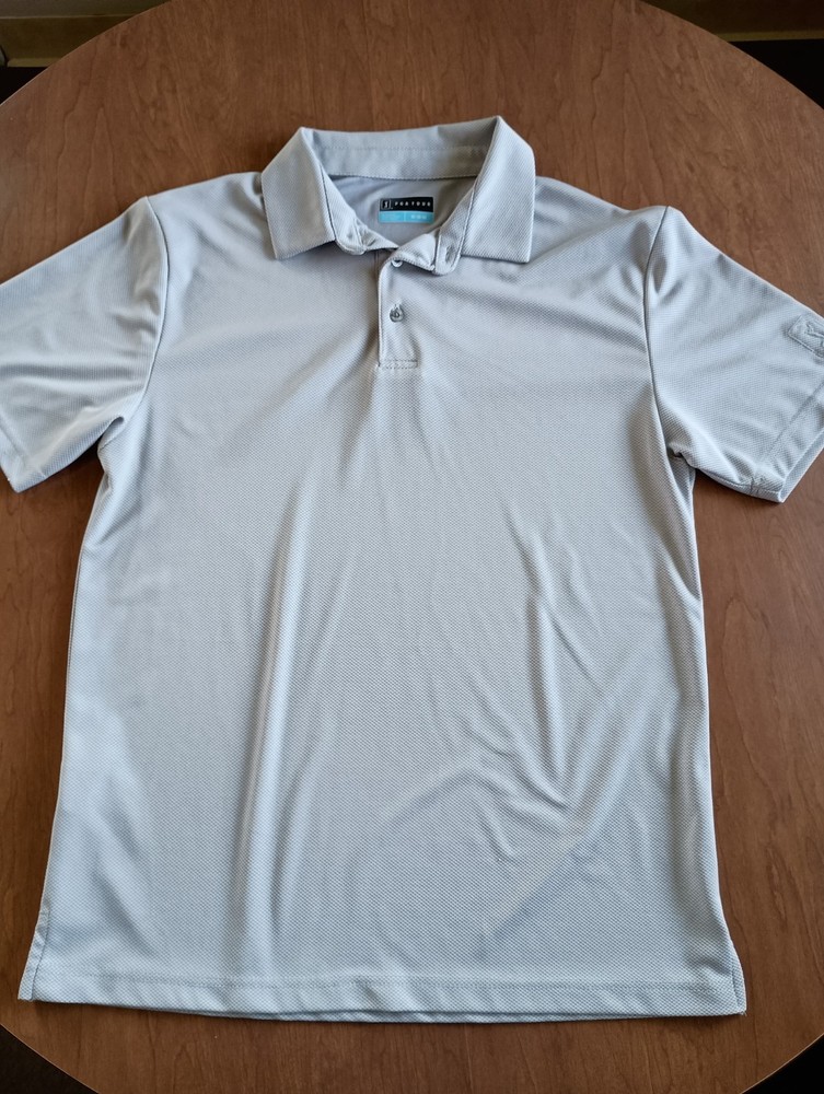 PGA TOUR Men's Gray Short Sleeve Collared Polo Shirt Size Medium