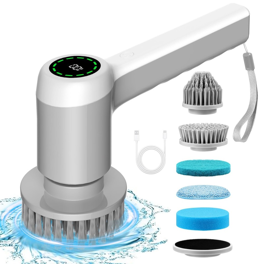 Electric Spin Scrubber, 2024 New Cordless Shower Cleaning Brush with 5 Brush ...