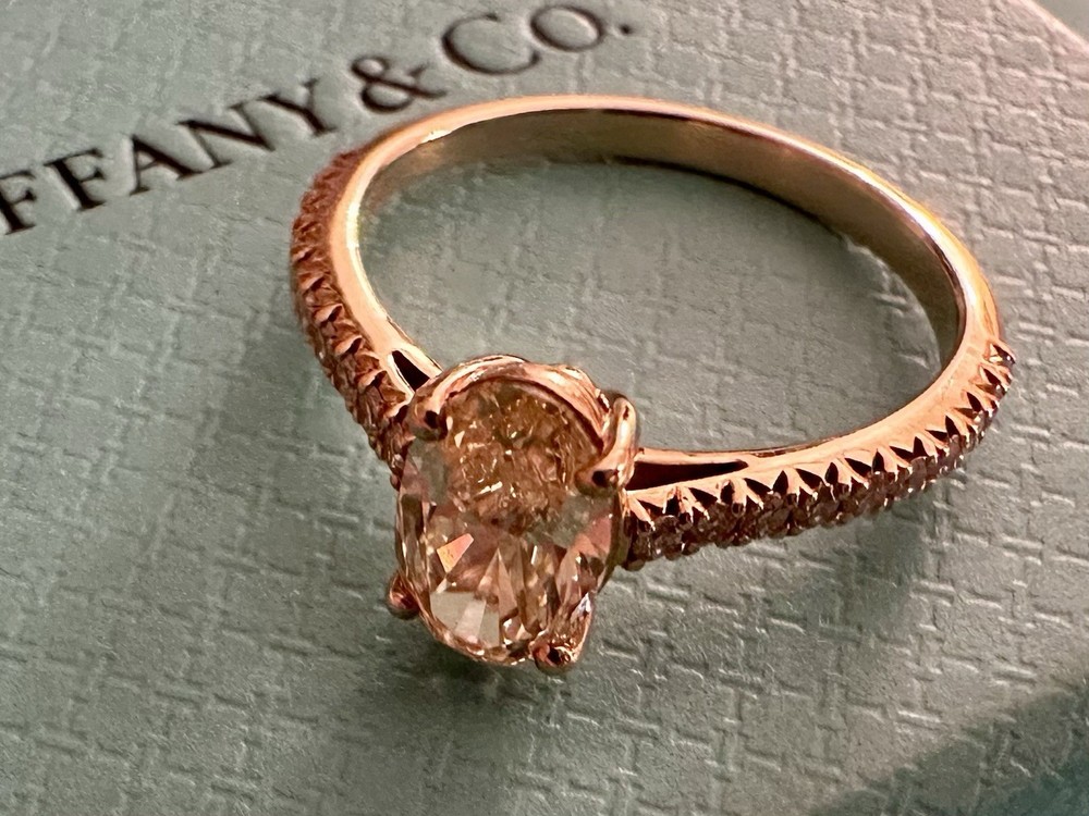 Tiffany & Co Platinum 0.97ct Fancy Yellow Diamond Engagement Oval Ring 6.5 | 13K