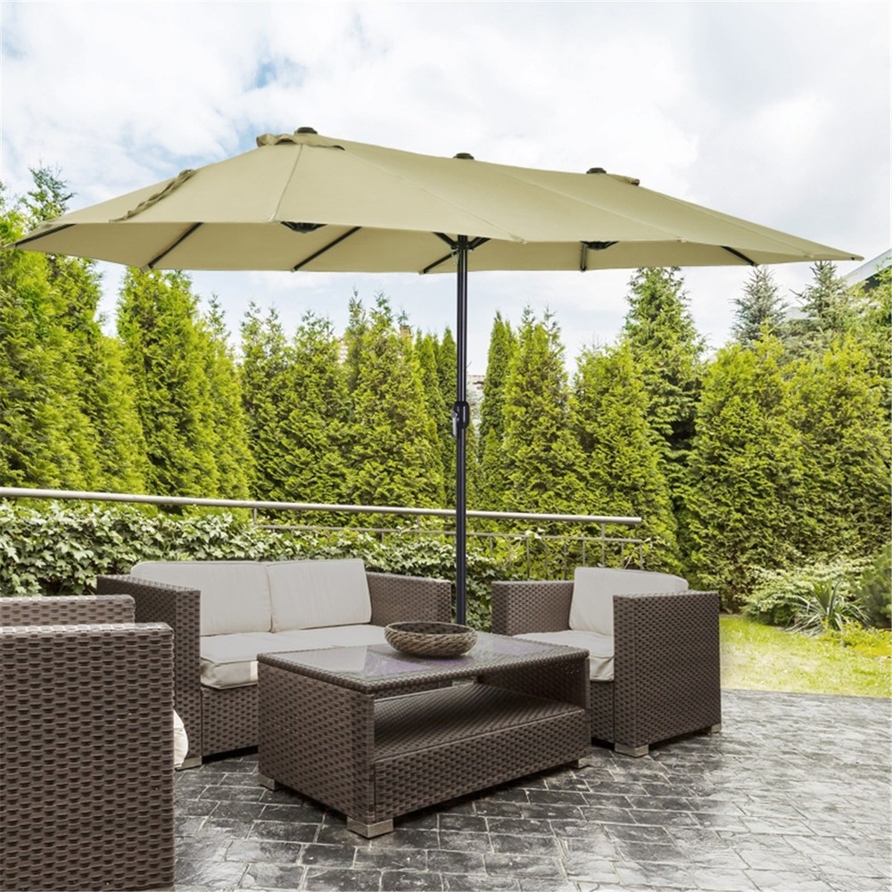 Double-Sided Market Beach Umbrella for Outdoor Patio and Garden Shade