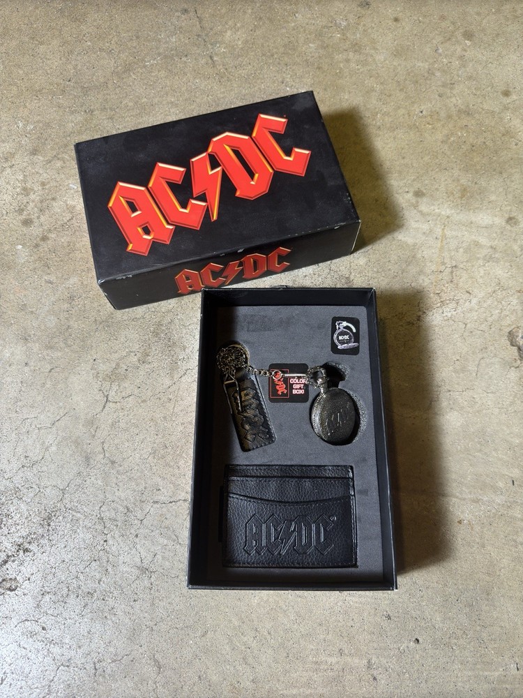 Vintage 2007 AC/DC pocket watch, Keychain, And Wallet Set