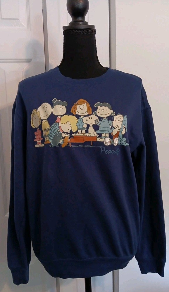 Women's Navy Blue Snoopy Peanuts Gang Soft Sweatshirt Size Small