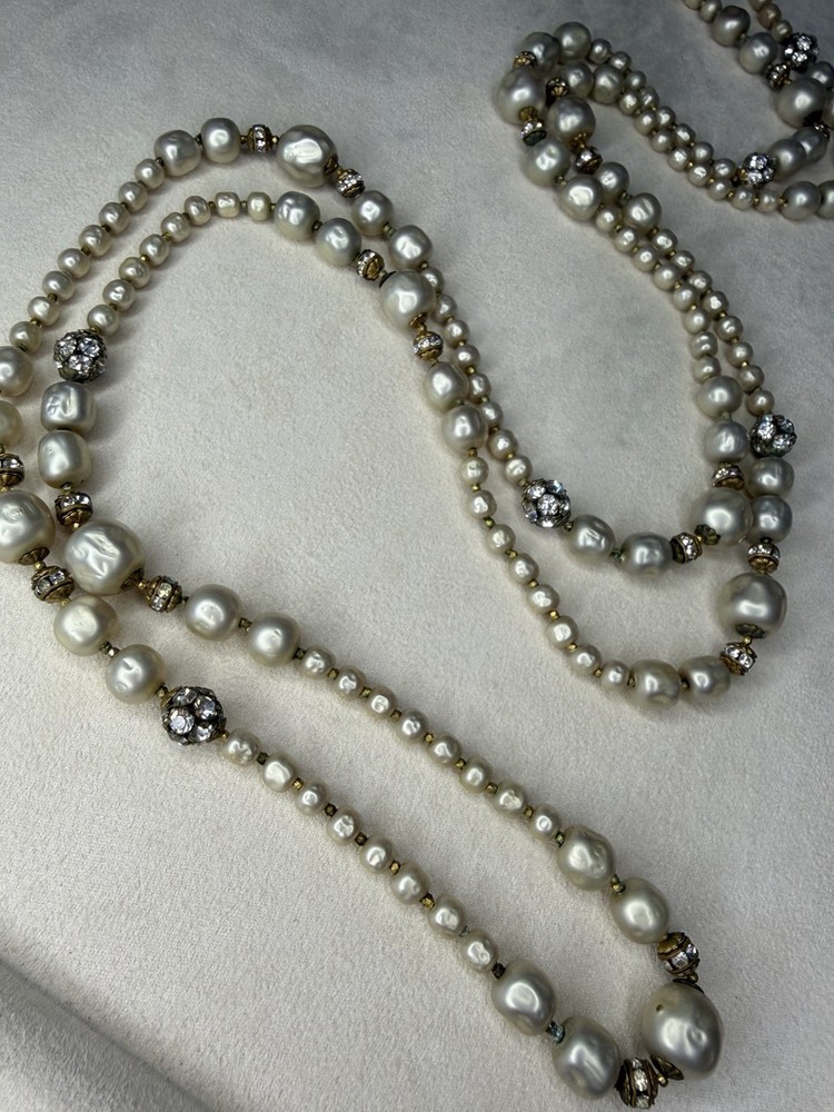 Vintage Miriam Haskell Faux Baroque Pearl Opera Necklace