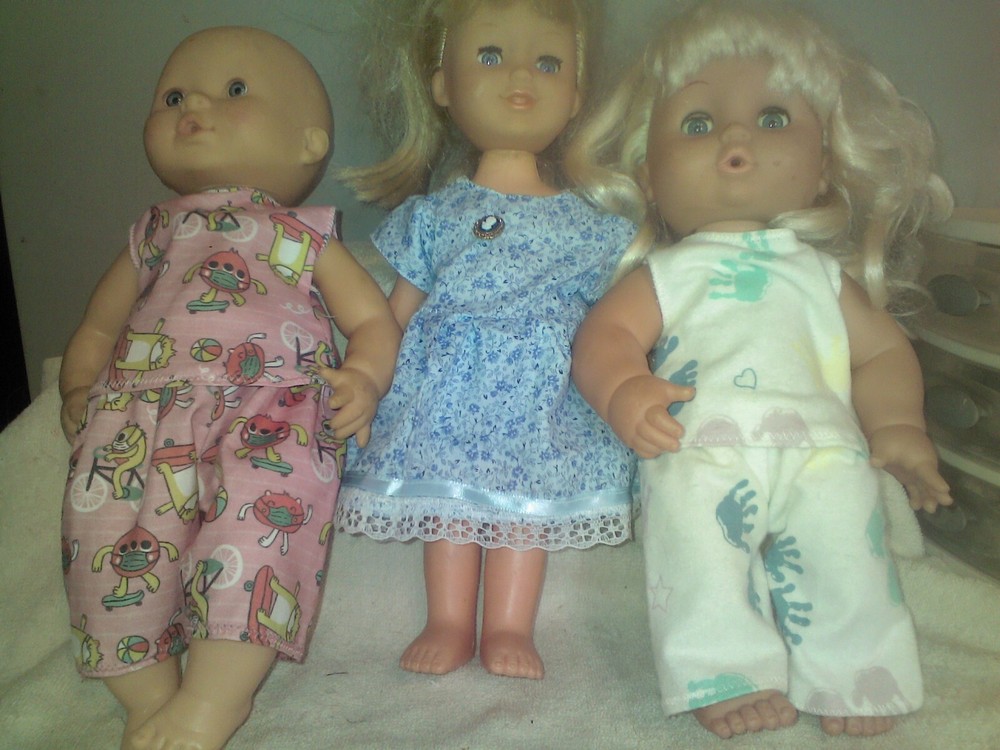 CLEARANCE SALE DOLL CLOTHES  3 OUTFITS DRESS, PJS SHORTS FIT 10 11 12 INCH SET 1-image