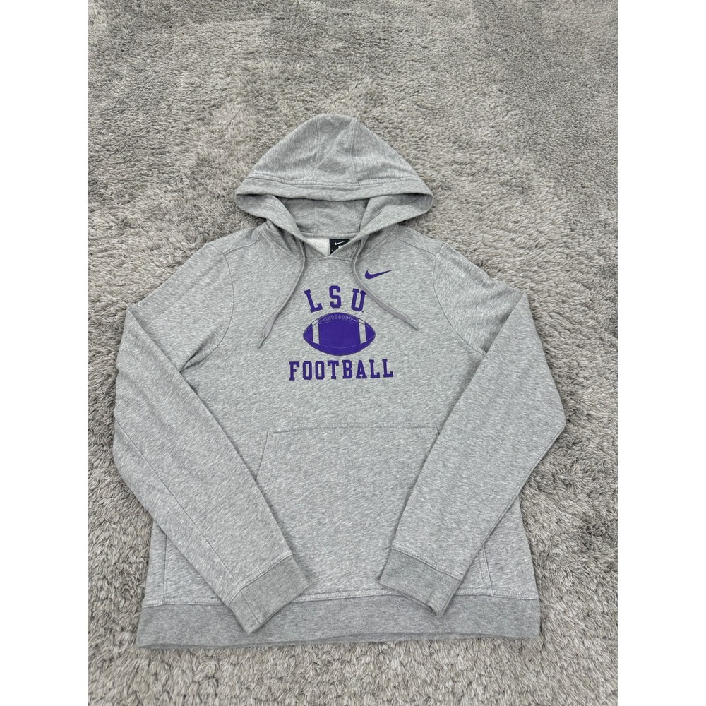 LSU Tigers Hoodie Womans Medium Gray Nike Swoosh College Football Sweatshirt SEC