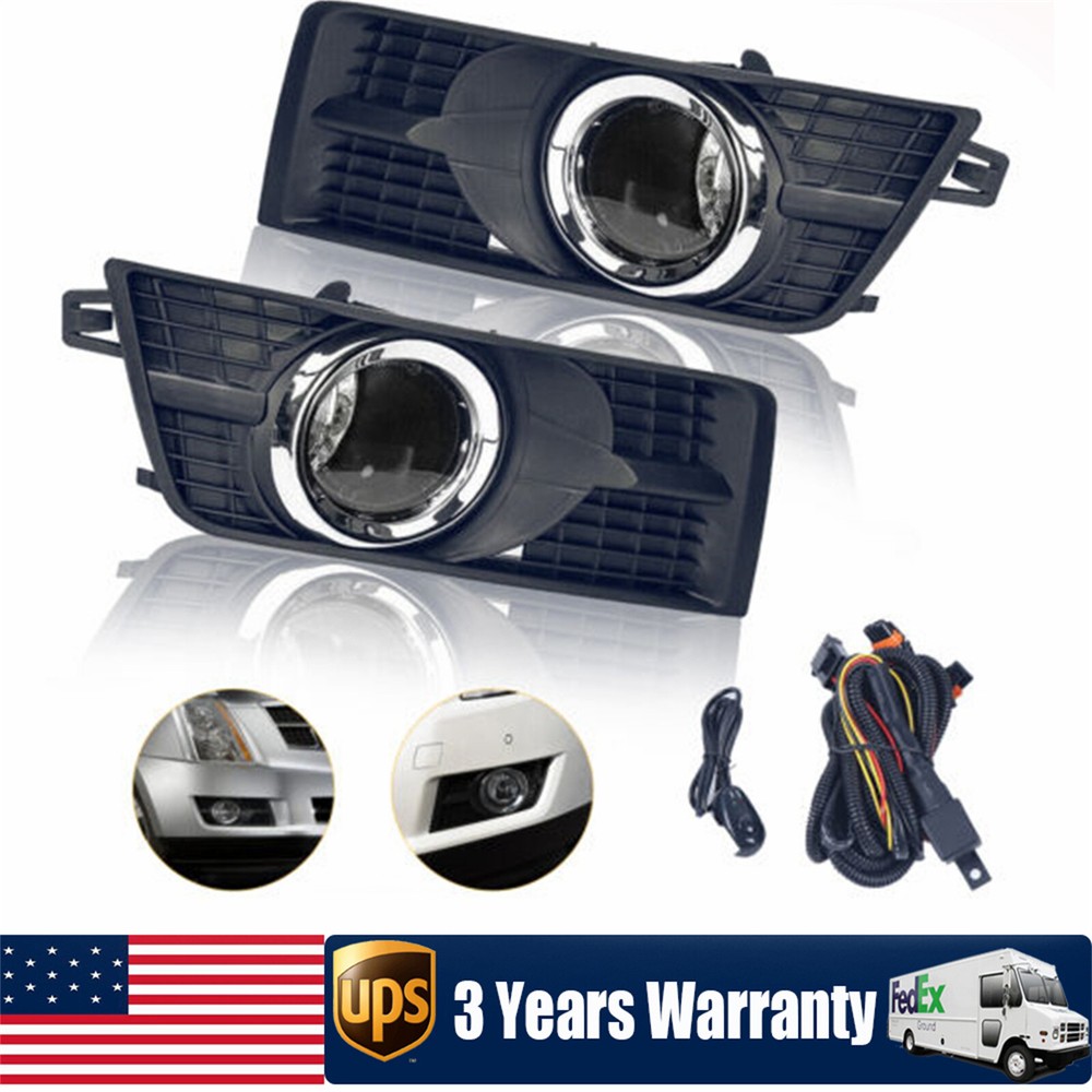 Fit Cadillac SRX 2010-2016 Complete Fog Lights Bumper Lamp w/Harness & Switch !