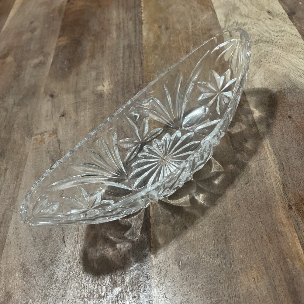 Vintage Crystal d'Adriana Pickle Relish Dish 24% Lead Crystal West Germany