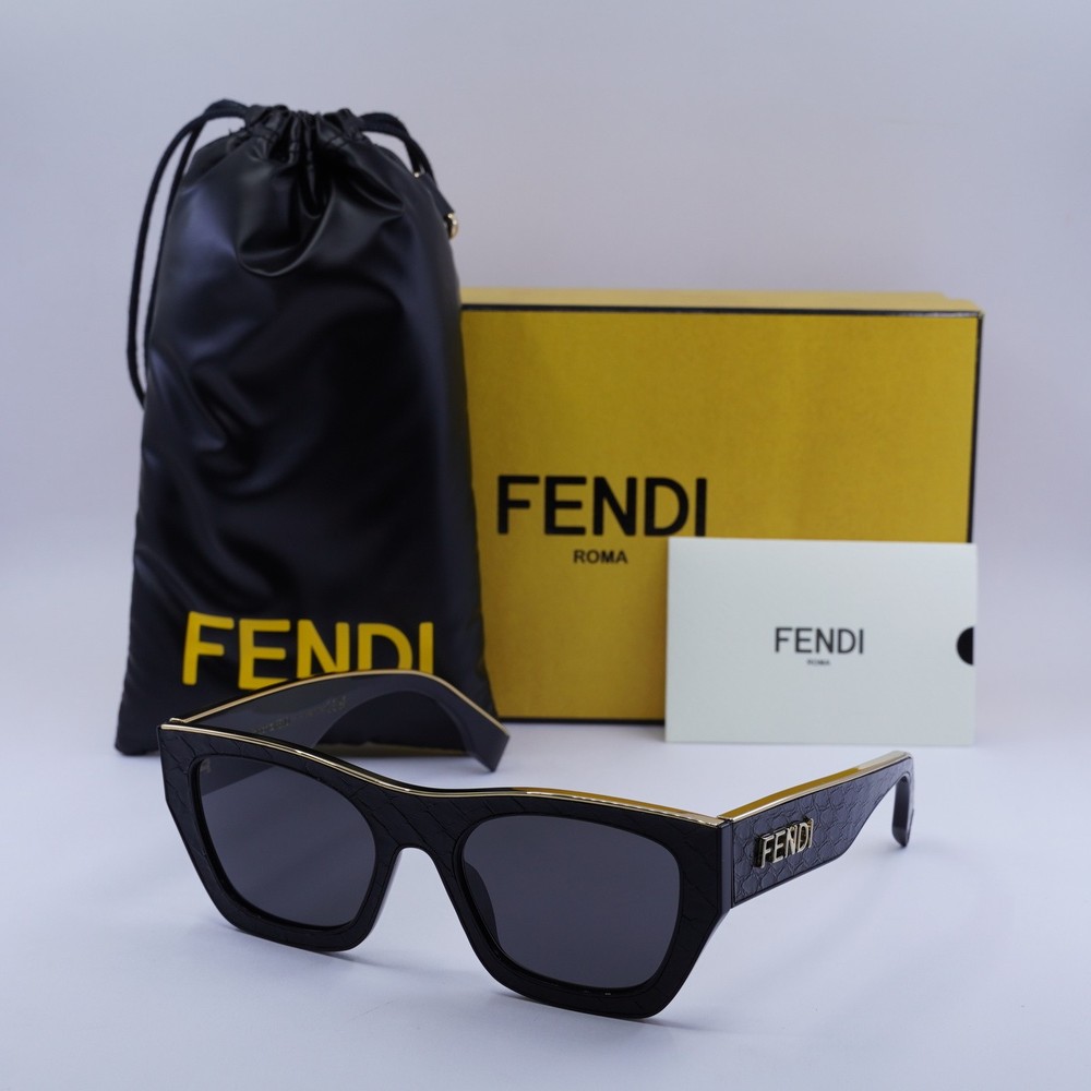 Fendi FE40126I 01A Shiny Black Grey Sunglasses 53-20-145 Authentic New