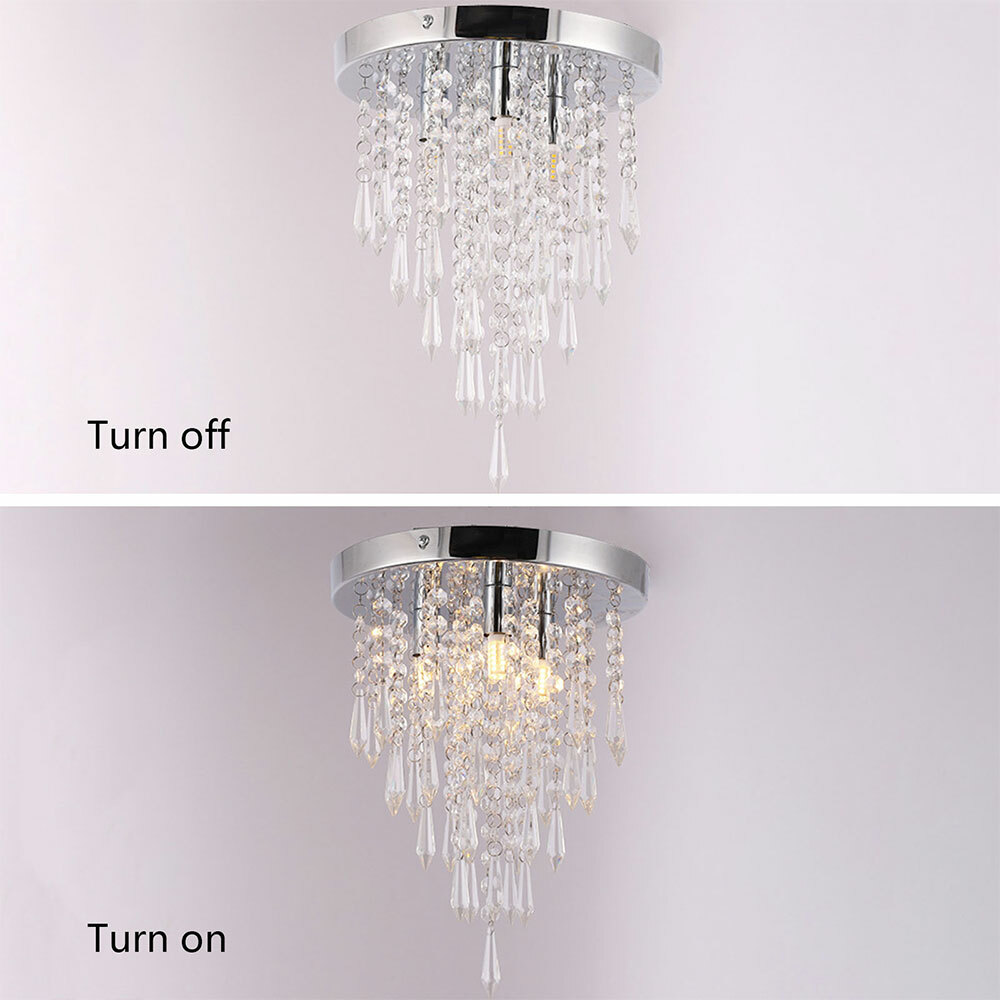 Modern Crystal Ceiling Light Flush Mount Pendant Lamp Chandelier Fixture Hallway