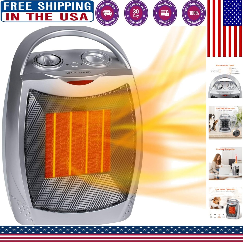 Stylish Electric Space Heater with Adjustable Thermostat - ETL Certified Safety