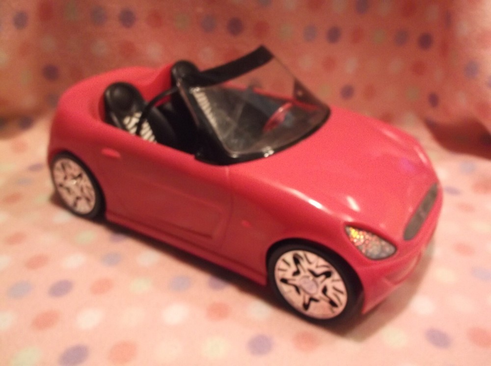 Barbie Doll Dark Pink Convertible Car Vehicle w/ Seatbelts Mattel