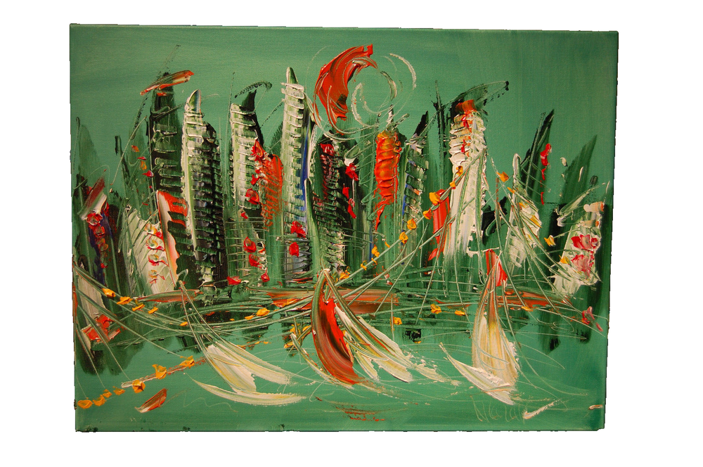 GREEN PEACE by Kazav   Painting Stretched Canvas G786bR