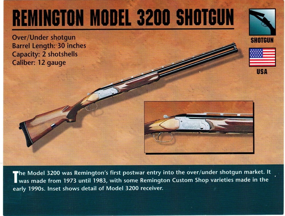 Remington Model 3200 Shotgun Classic Firearms Photo Card u