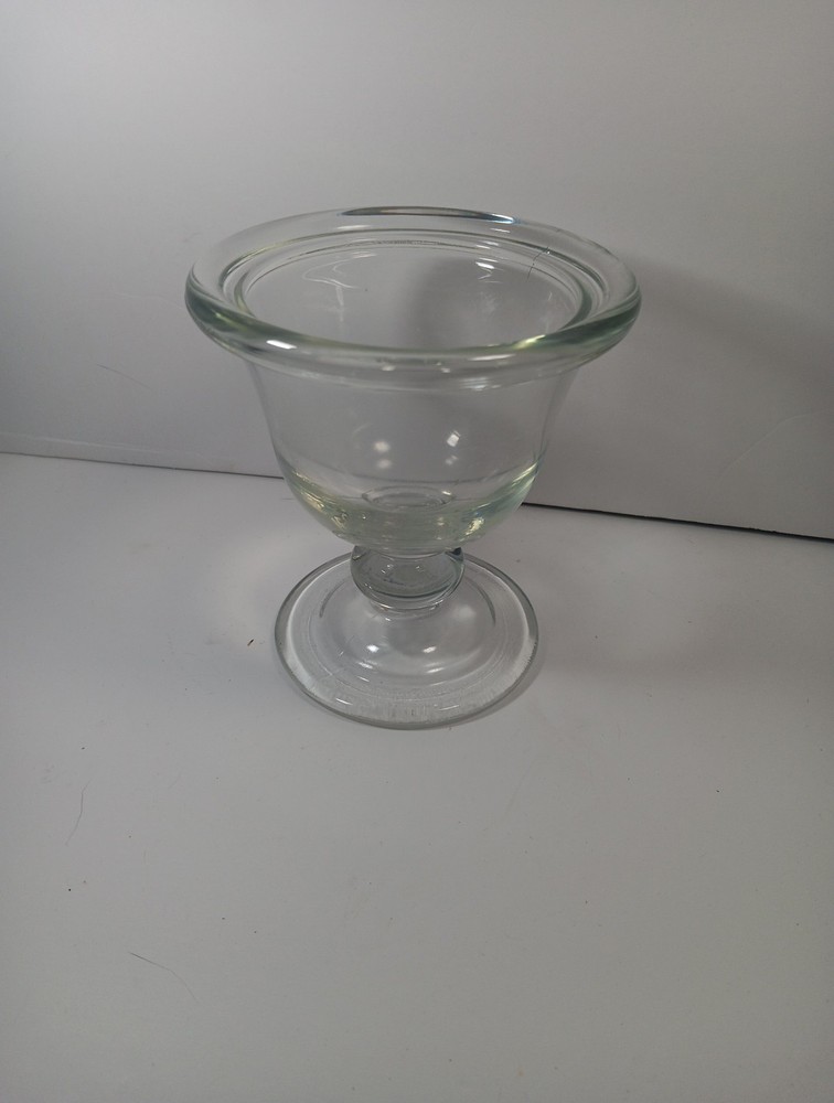 Vintage Pressed Glass Bowl with Pedestal Base - Clear Glass - 92
