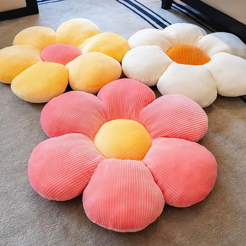 New Best 3Pcs Flower Pillows 18'' Plush Shaped Throw Pillow, Butt Cushion, Floor