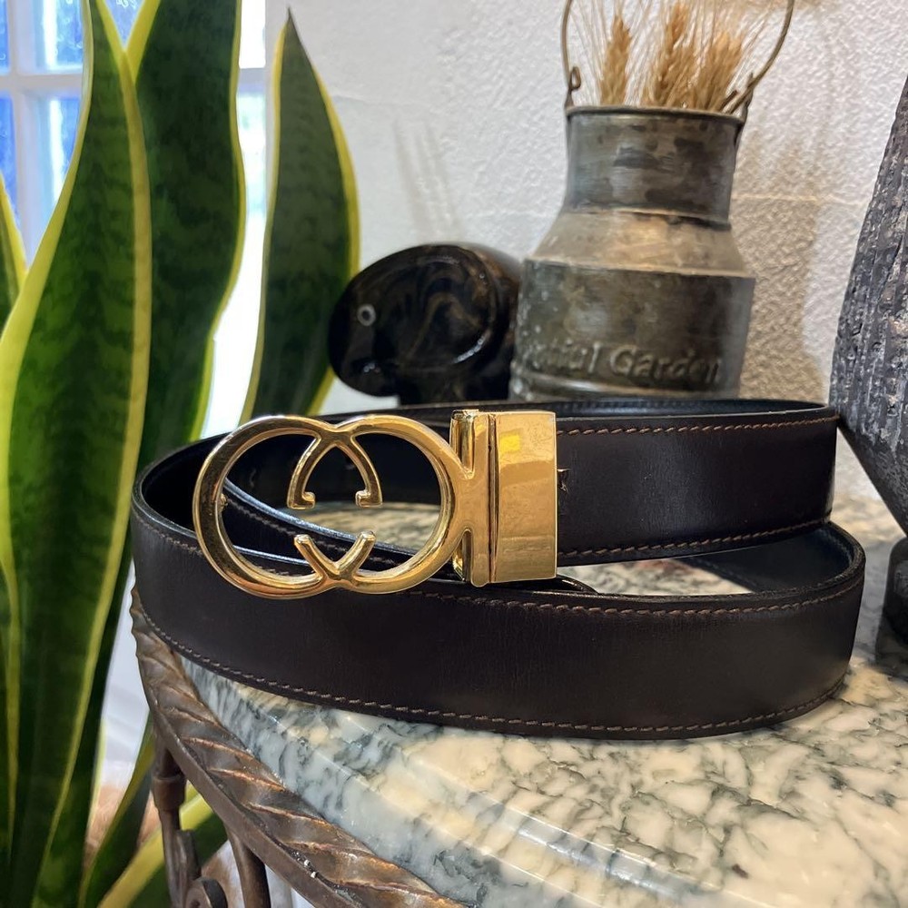 Gucci Double G Buckle Belt in Brown Leather for Women Authentic Luxury-image