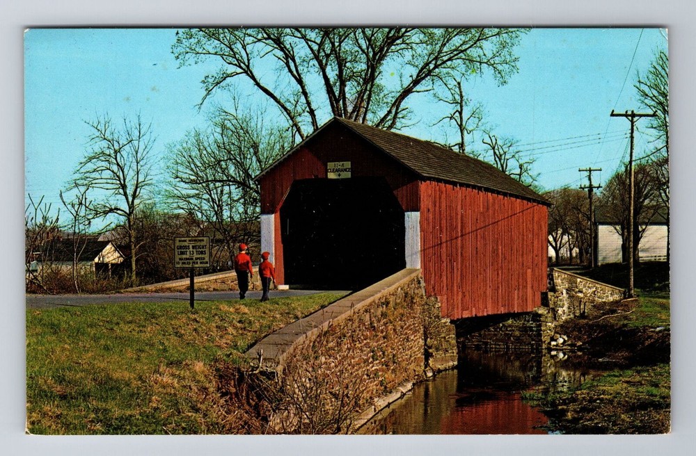 Bucks County PA-Pennsylvania, Erwinna Covered Bridge, Vintage Postcard