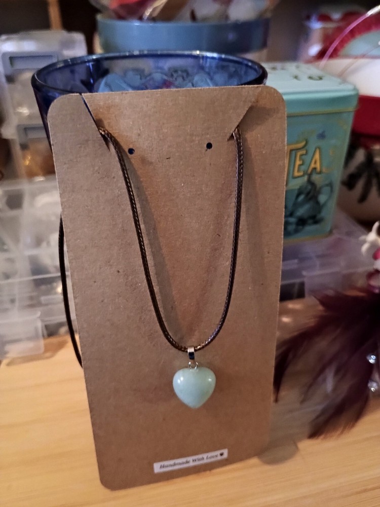 Necklace -Dangle Drop Choker Necklace - Heart Gemstone