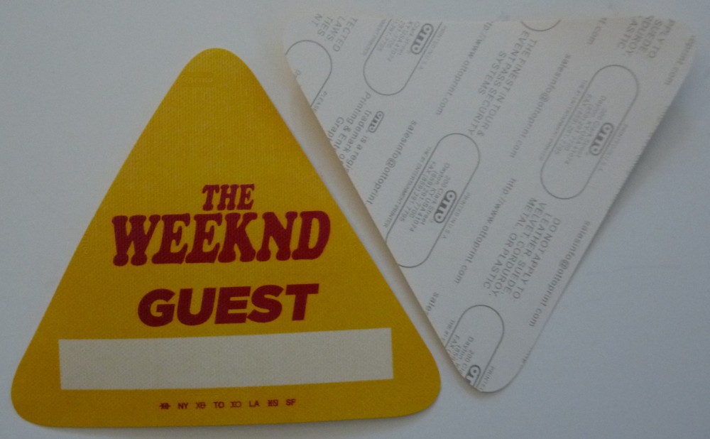 The Weeknd Concert Tour Yellow Guest Backstage Pass D3