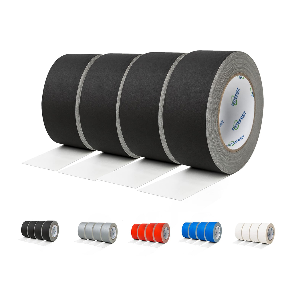 Gaffers Tape Black 4 Pack in Bulk Heavy Duty, 2