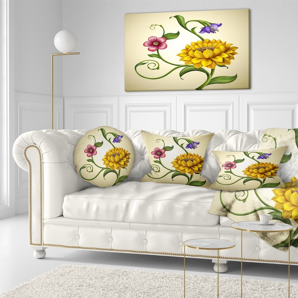Designart 'Flowers and Leaves Illustration' Floral Throw