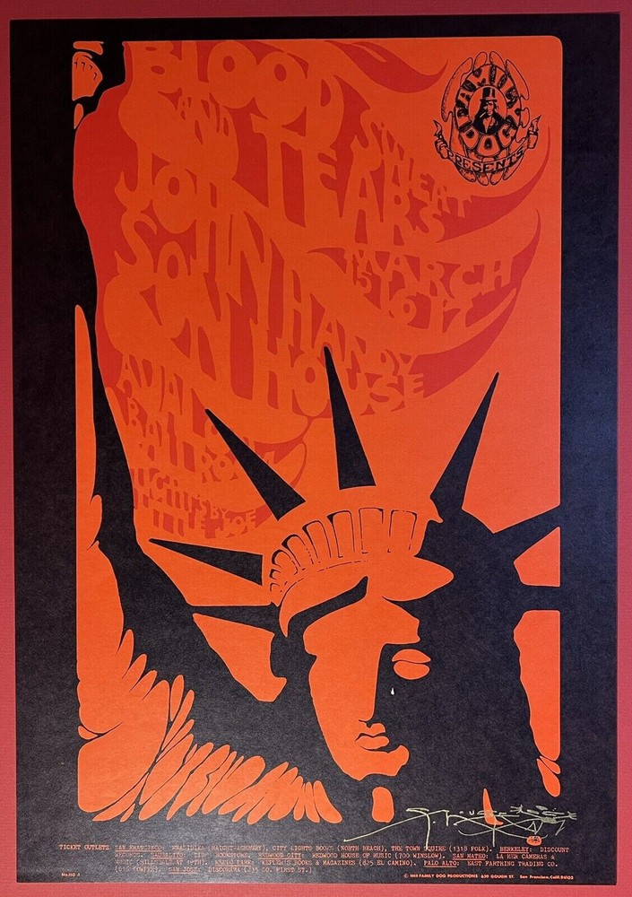 Blood Sweat and Tears Son House Avalon Ballroom Fillmore Stanley Mouse FD-110PC