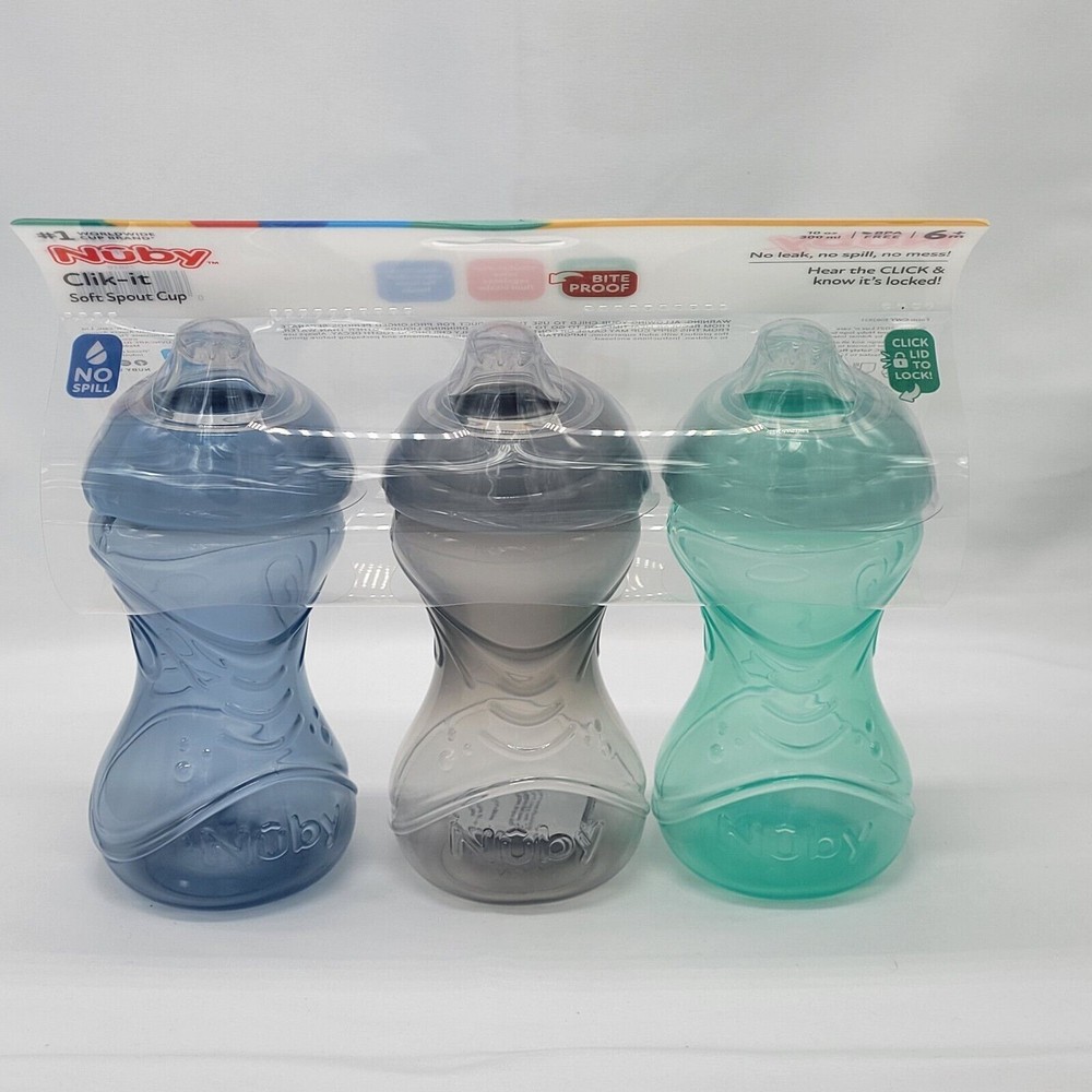 Nuby Sippy Cups | Leak-Proof | Soft Spout | Toddler No Spill | 3 pack | 10 oz