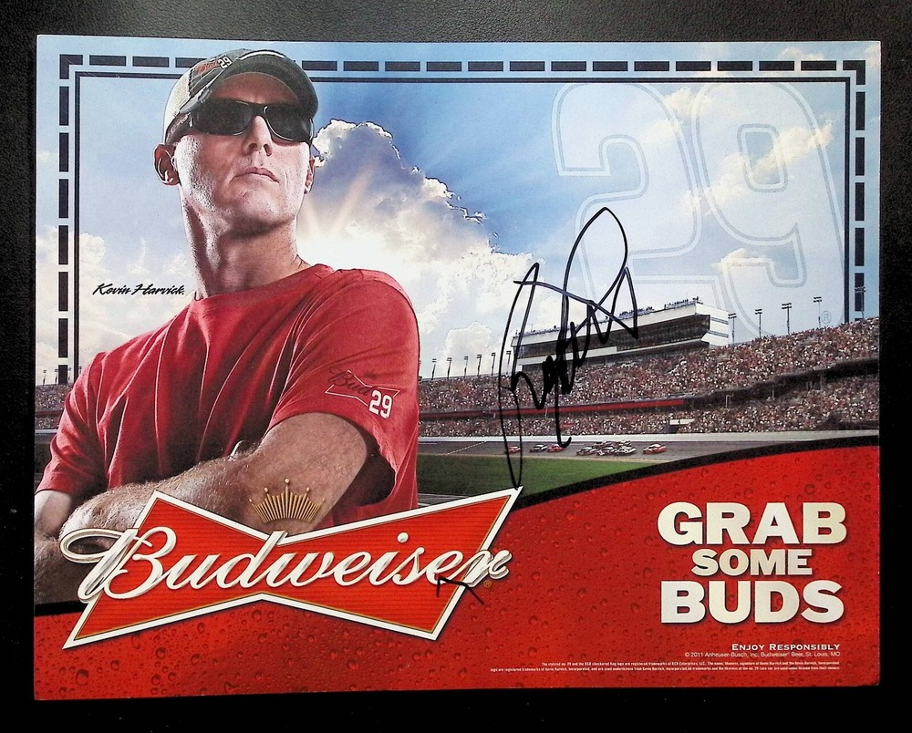 Kevin Harvick 2011 Budweiser NASCAR Autographed 8.5x11 Promo Card with COA WWE1-146
