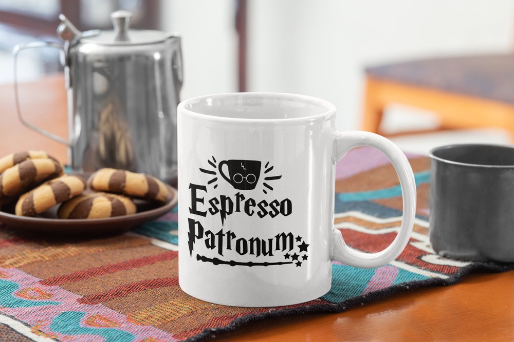 Funny Espresso Patronum Movie Pun Coffee Mug - White Design