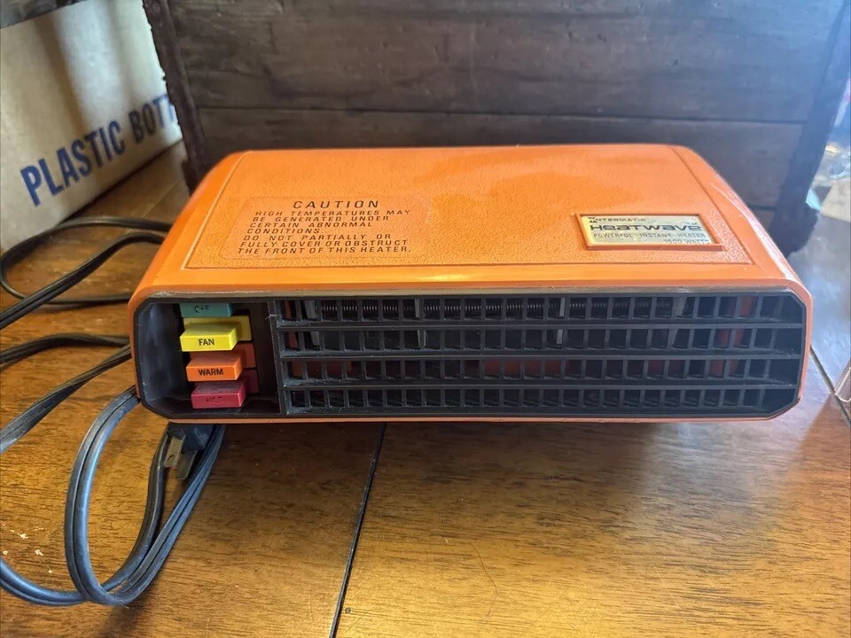 Intermatic Heatwave Space Heater Electric Portable Retro Orange JH-600 Works!!