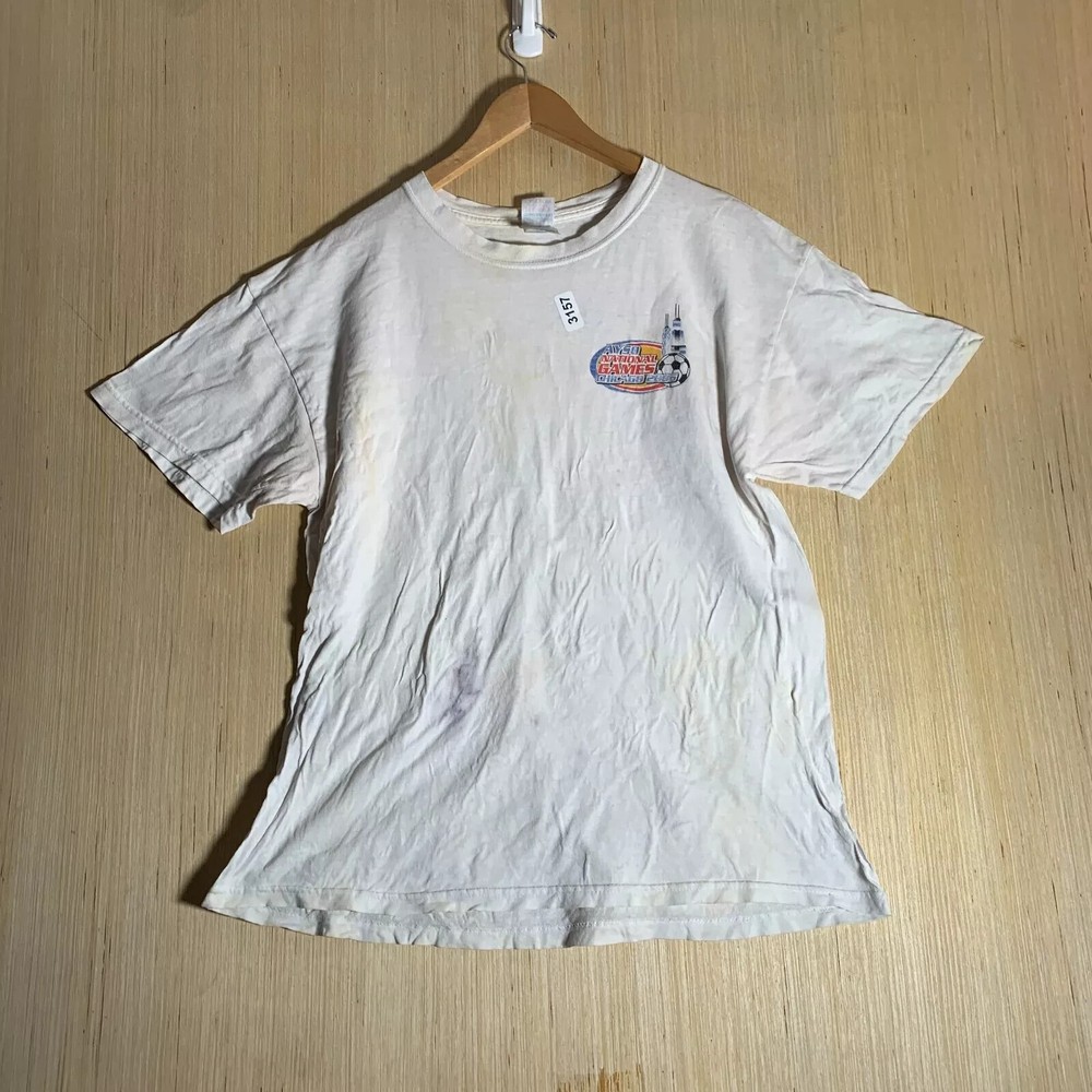 Vintage Ayso National Games Chicago Shirt Adult Large White Short Sleeve Men's