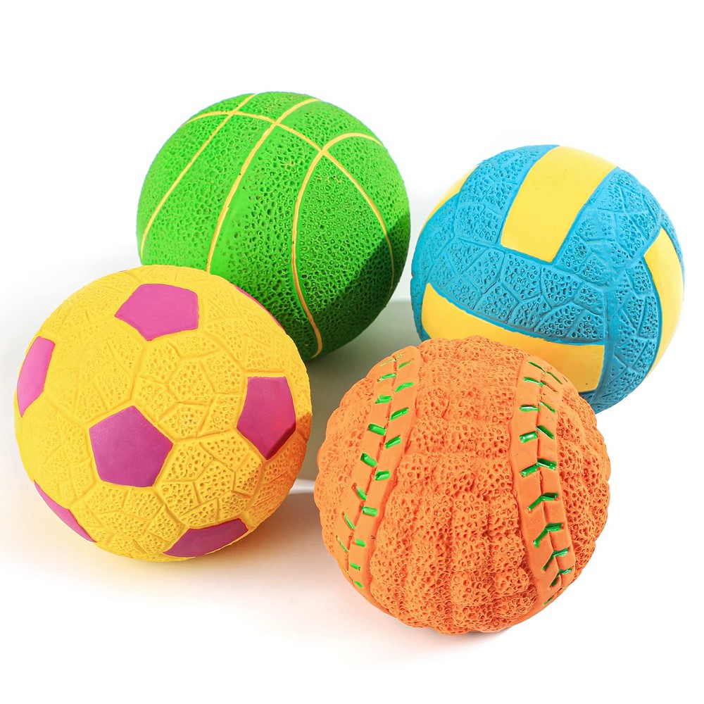 Squeaky Dog Toys, [4 Pack] Interactive Dog Balls with Squeaker for Medium Dog...