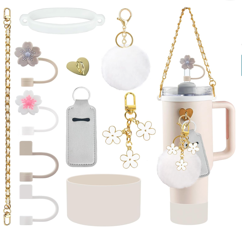 Velaco 11PCS Accessories for Stanley Cup 30/40oz with Handle Strap White