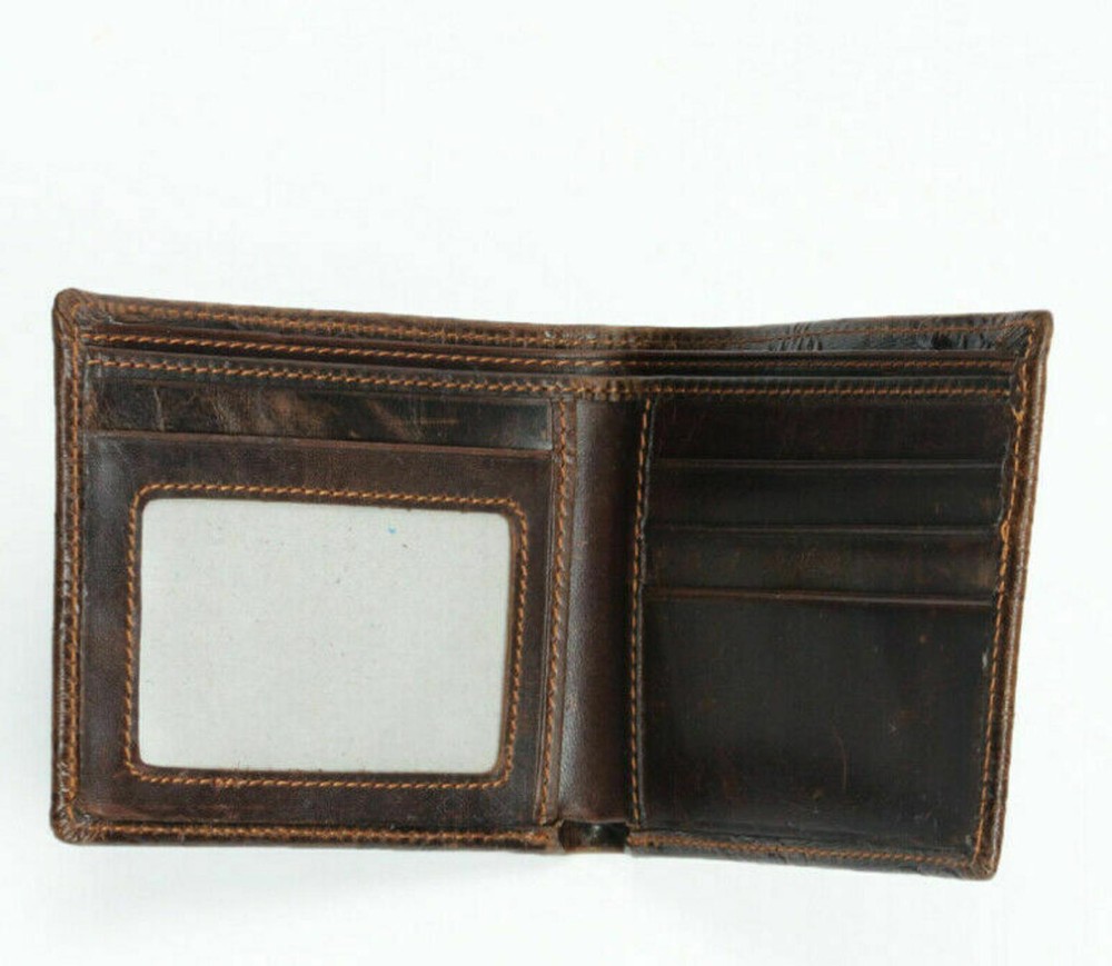 Dragon Brown Bifold Genuine Cowhide Leather Wallet for Men Travel Purse
