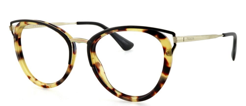 Prada VPR53U 7S0-1O1 52mm tortoise gold eyeglass frames made in Italy