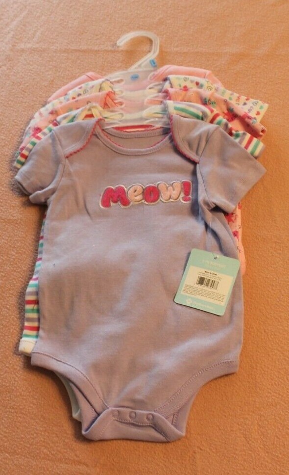 Members Mark Girls 24M 5-Pack Pink & Purple Multi-Color Bodysuits  -image