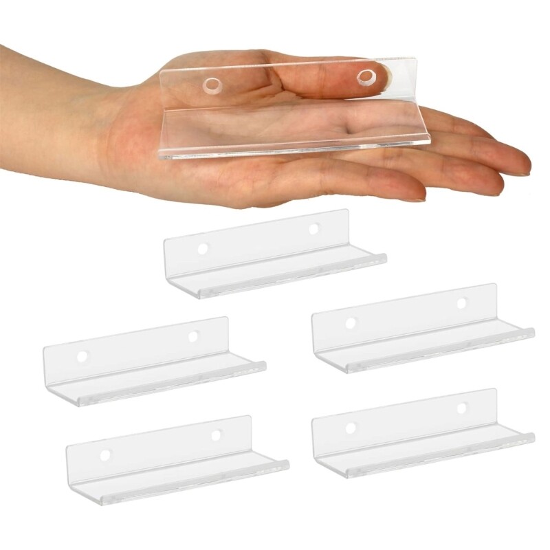 6xPortable Acrylic Wall Hangings Shelf for Records Display Racks Display