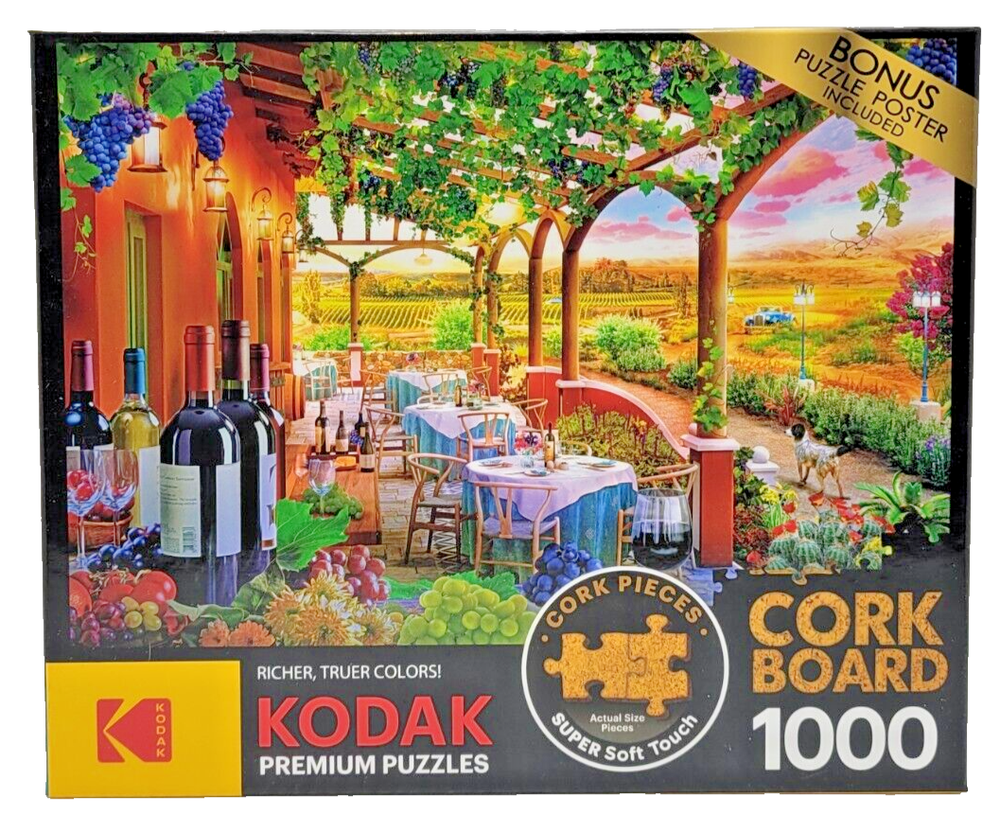 Kodak RoseArt Wine Country 1000 Piece Corkboard Jigsaw Puzzle By Angelo Bonito