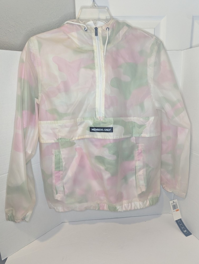 Members Only Camo Pullover Rain Jacket Hoodie Small NWT Water-Resistant-image
