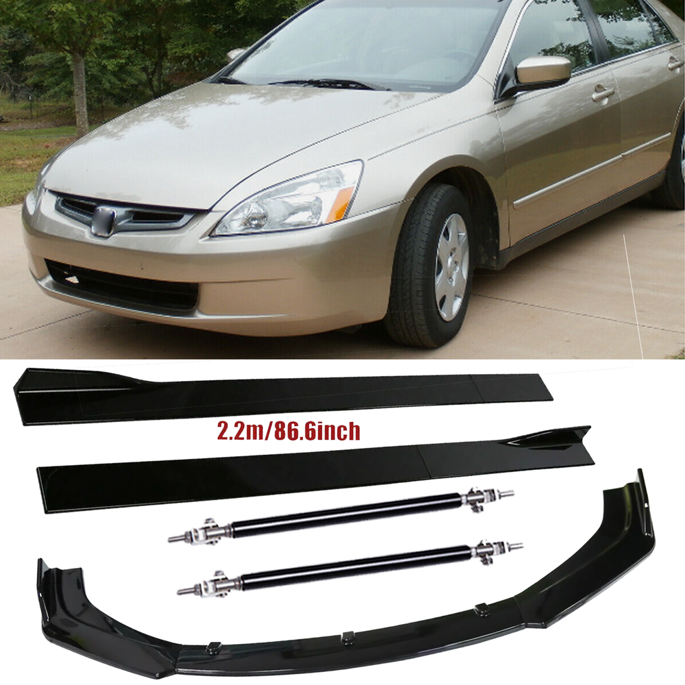 Front Bumper Lip Splitter Spoiler Strut Rods For Honda Accord 1998-2007