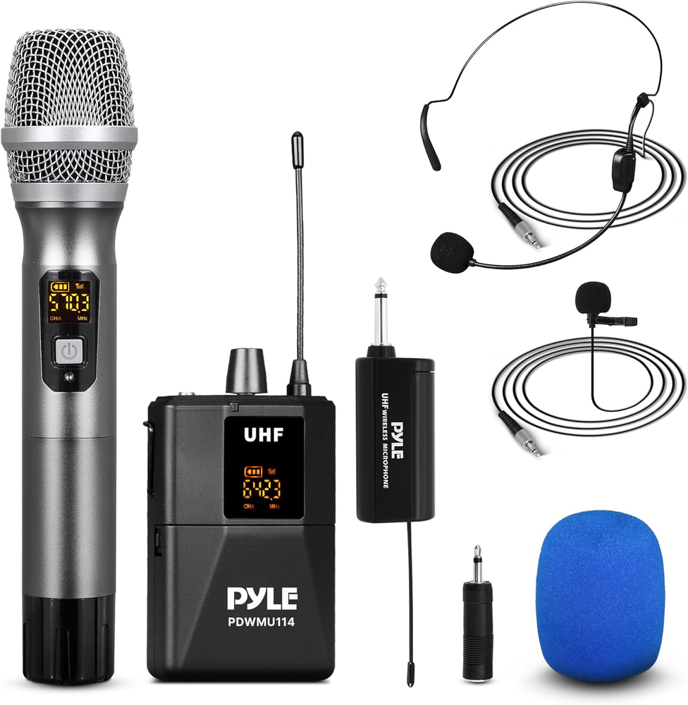 Portable UHF Wireless Microphone System for Professional Audio Use