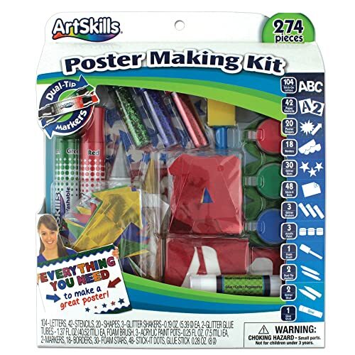 Poster Making Kit Arts and Crafts Supplies Includes Washable Markers, Stencil...