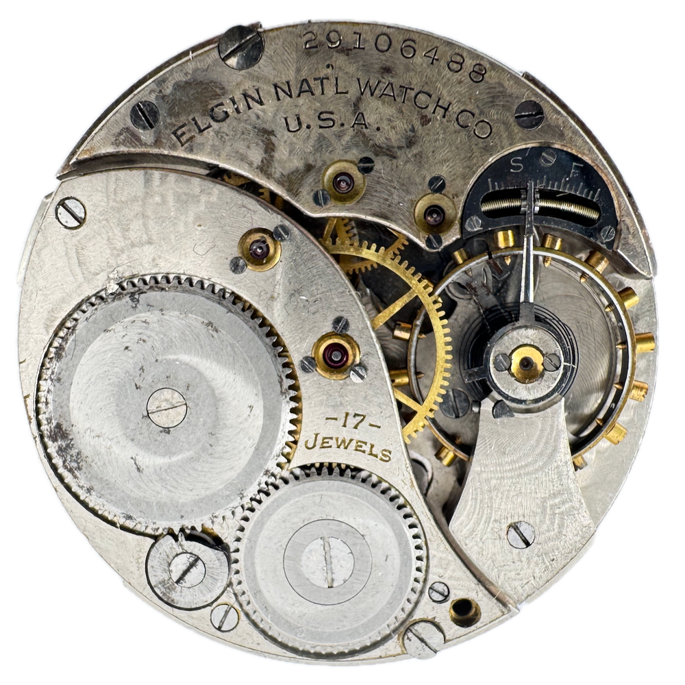 Vintage 12 SIze 1927 Elgin 17 Jewel Mechanical Pocket Watch Movement 345 USA